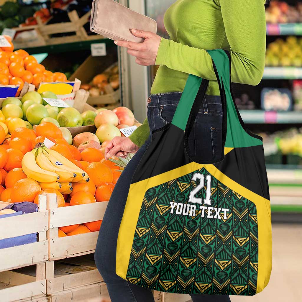 Jamaica Football Custom Grocery Bag Black Ethnic Motifs
