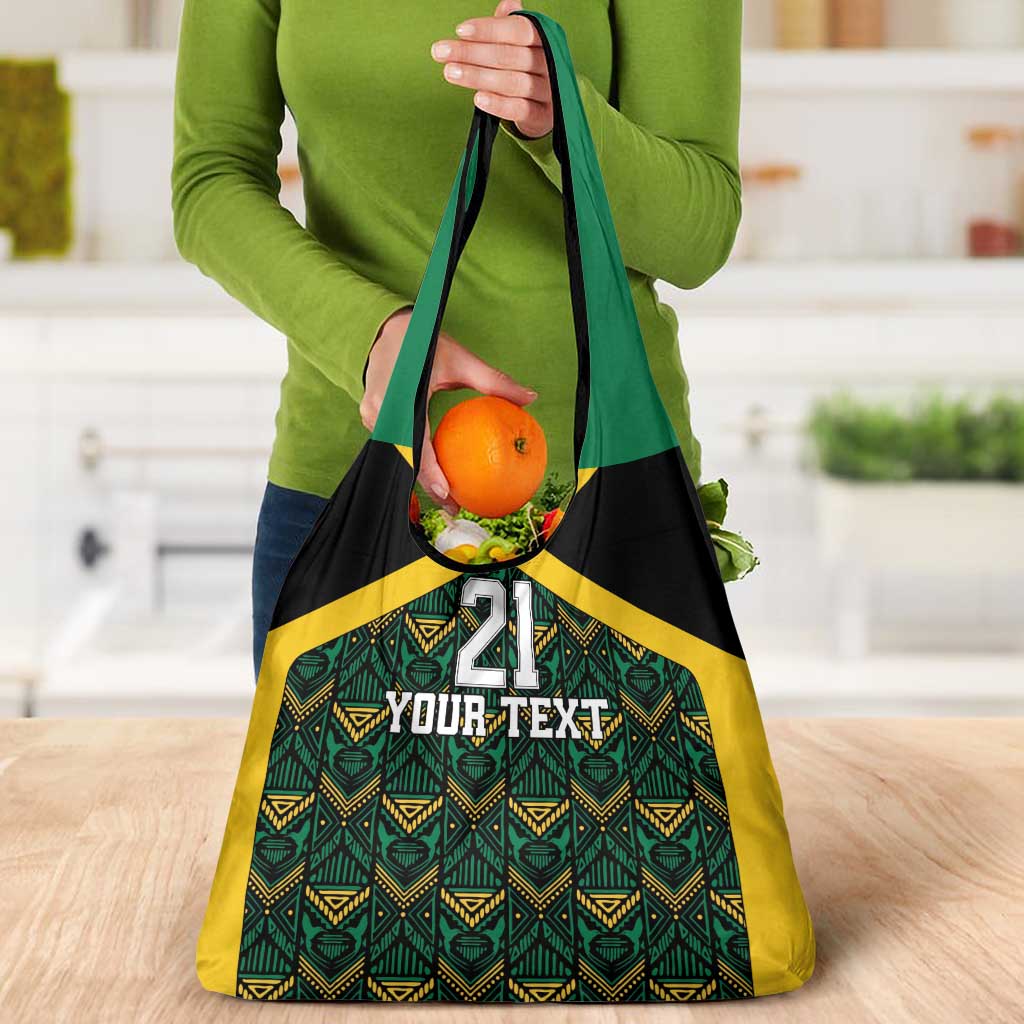 Jamaica Football Custom Grocery Bag Black Ethnic Motifs