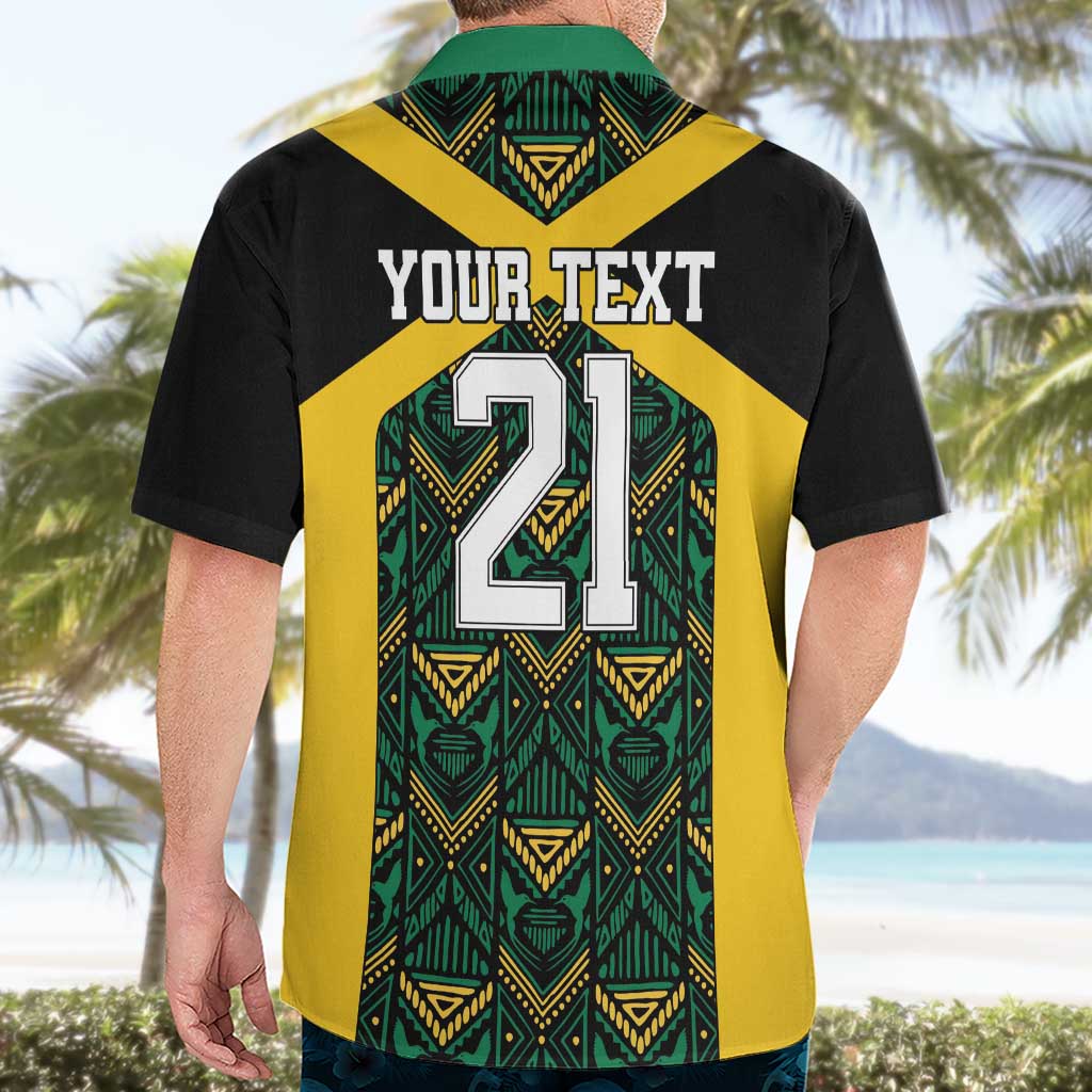 Jamaica Football Custom Hawaiian Shirt Black Ethnic Motifs - Wonder Print Shop