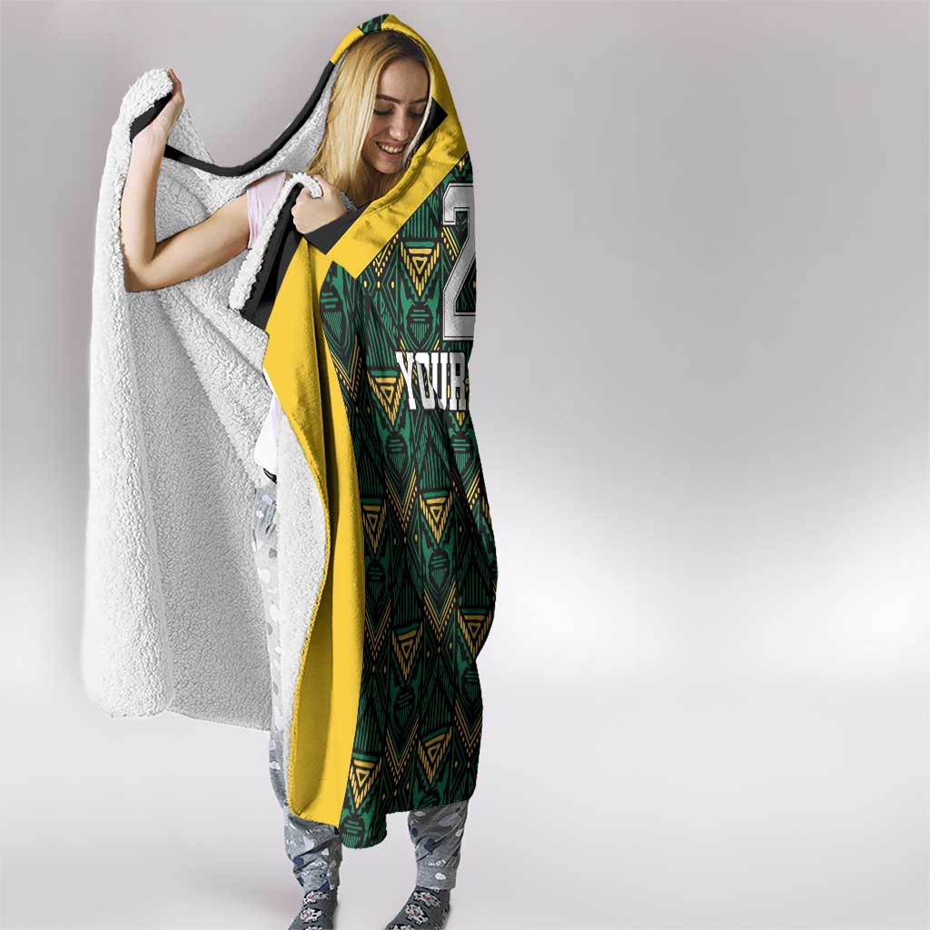 Jamaica Football Custom Hooded Blanket Black Ethnic Motifs