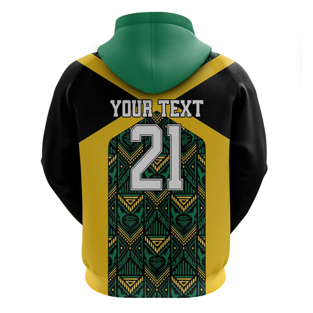 Jamaica Football Custom Hoodie Black Ethnic Motifs - Wonder Print Shop