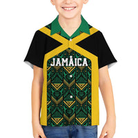 Jamaica Football Custom Kid Hawaiian Shirt Black Ethnic Motifs - Wonder Print Shop