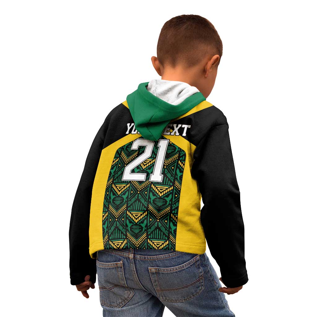 Jamaica Football Custom Kid Hoodie Black Ethnic Motifs - Wonder Print Shop