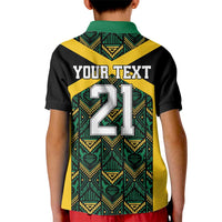 Jamaica Football Custom Kid Polo Shirt Black Ethnic Motifs - Wonder Print Shop