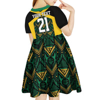 Jamaica Football Custom Kid Short Sleeve Dress Black Ethnic Motifs - Wonder Print Shop