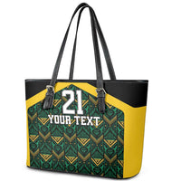 Jamaica Football Custom Leather Tote Bag Black Ethnic Motifs - Wonder Print Shop