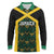 Jamaica Football Custom Long Sleeve Polo Shirt Black Ethnic Motifs - Wonder Print Shop
