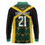 Jamaica Football Custom Long Sleeve Polo Shirt Black Ethnic Motifs - Wonder Print Shop