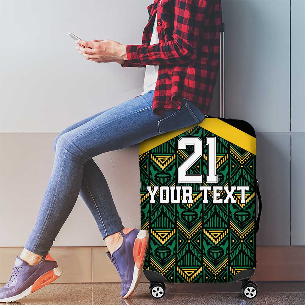 Jamaica Football Custom Luggage Cover Black Ethnic Motifs - Wonder Print Shop