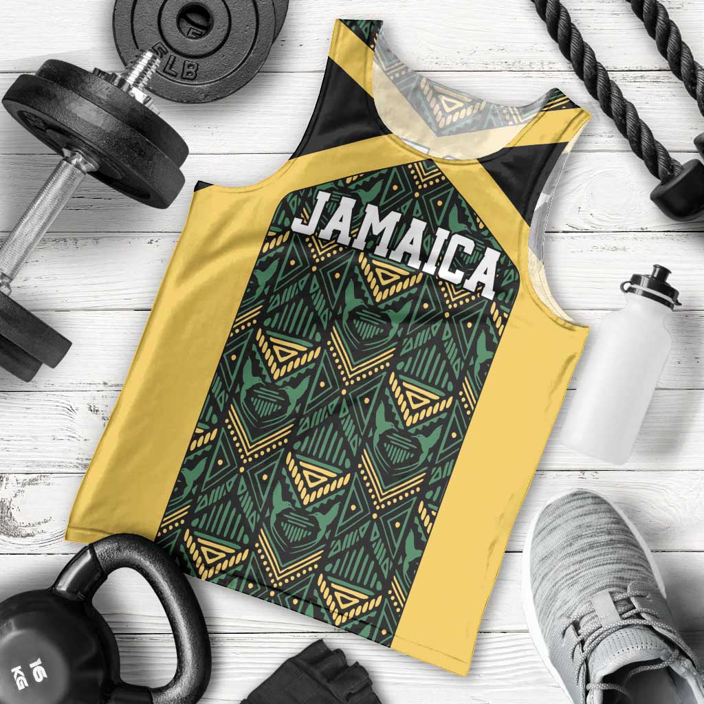 Jamaica Football Custom Men Tank Top Black Ethnic Motifs - Wonder Print Shop