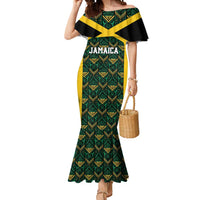 Jamaica Football Custom Mermaid Dress Black Ethnic Motifs - Wonder Print Shop