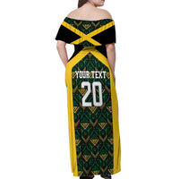 Jamaica Football Custom Off Shoulder Maxi Dress Black Ethnic Motifs - Wonder Print Shop