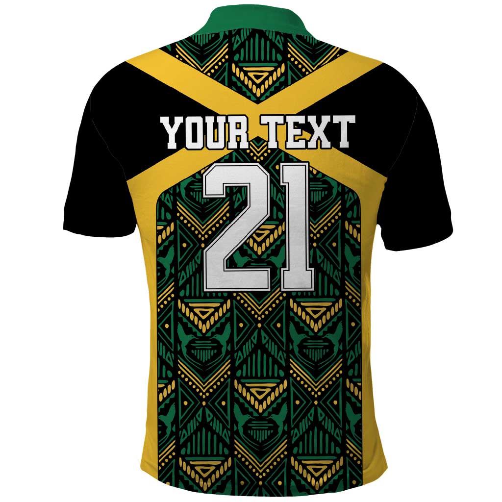Jamaica Football Custom Polo Shirt Black Ethnic Motifs - Wonder Print Shop