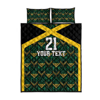 Jamaica Football Custom Quilt Bed Set Black Ethnic Motifs - Wonder Print Shop