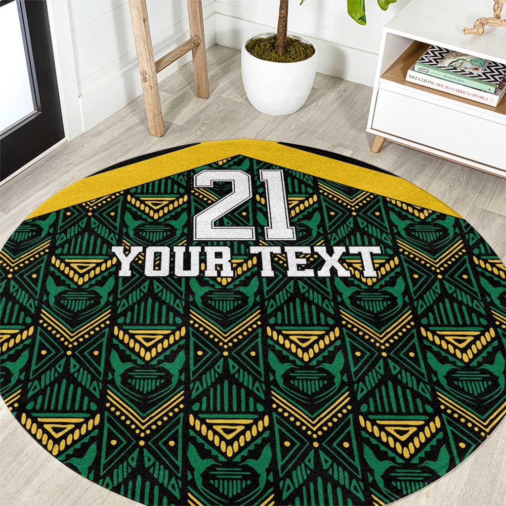 Jamaica Football Custom Round Carpet Black Ethnic Motifs