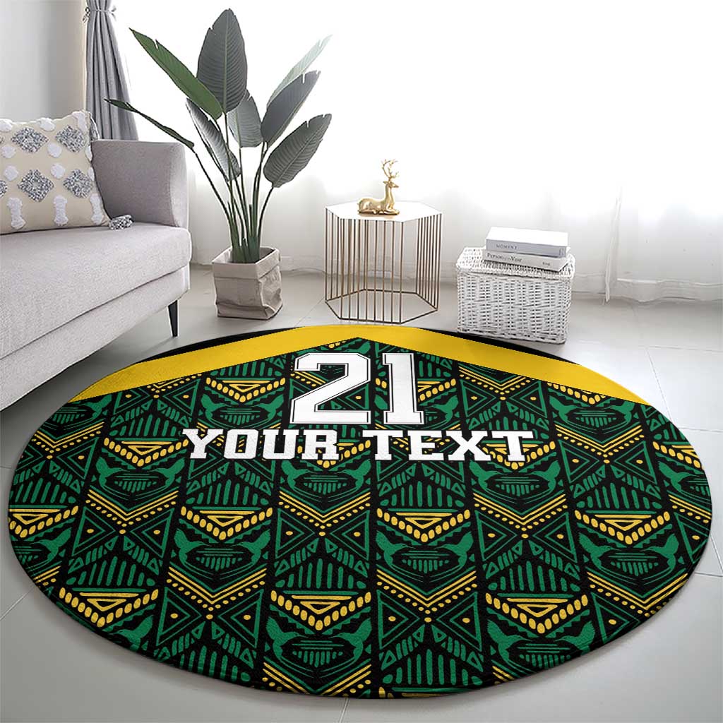 Jamaica Football Custom Round Carpet Black Ethnic Motifs