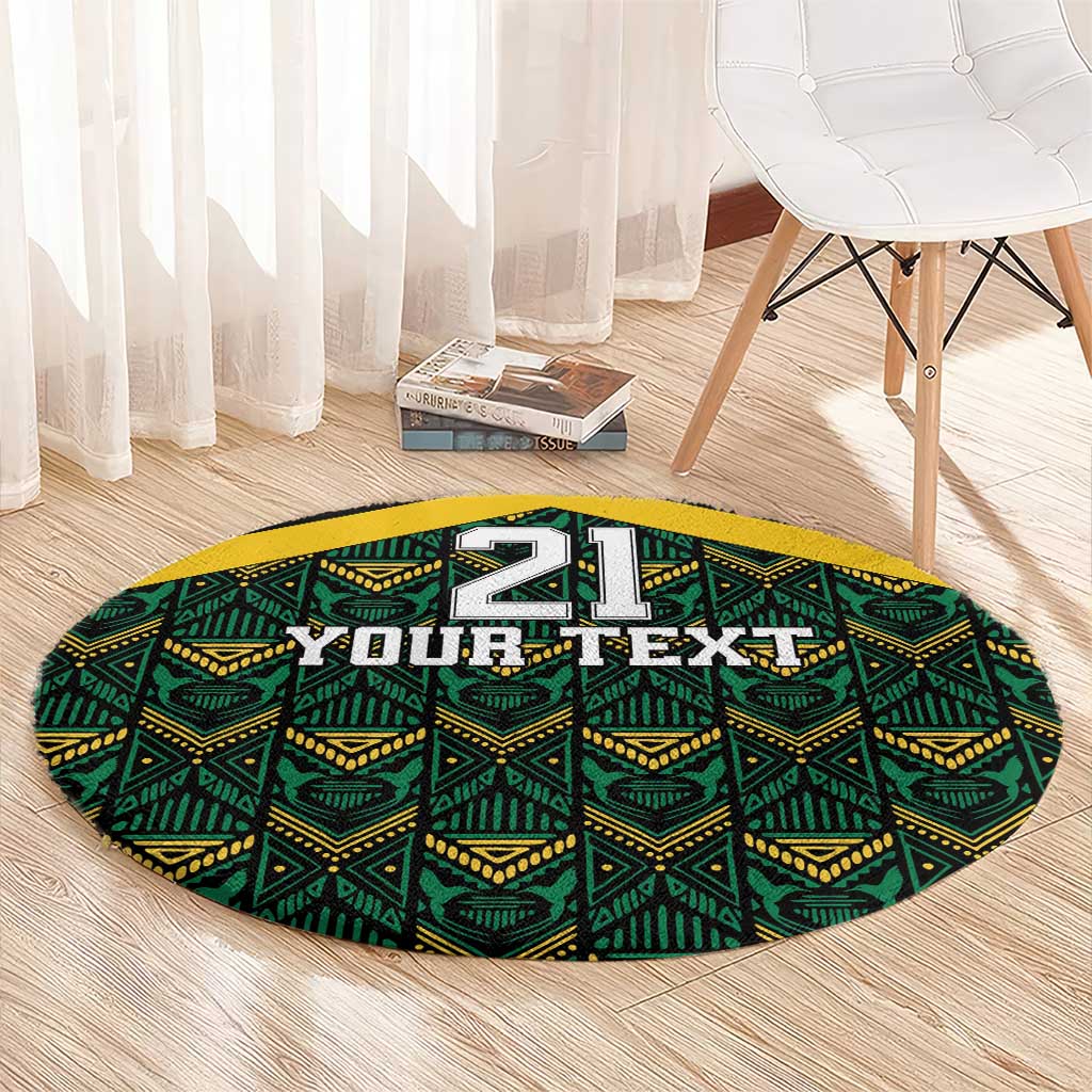 Jamaica Football Custom Round Carpet Black Ethnic Motifs