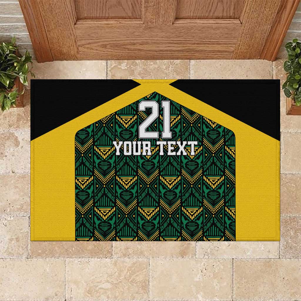 Jamaica Football Custom Rubber Doormat Black Ethnic Motifs - Wonder Print Shop