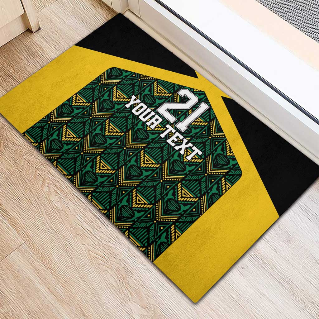 Jamaica Football Custom Rubber Doormat Black Ethnic Motifs - Wonder Print Shop
