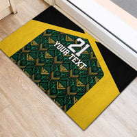 Jamaica Football Custom Rubber Doormat Black Ethnic Motifs - Wonder Print Shop