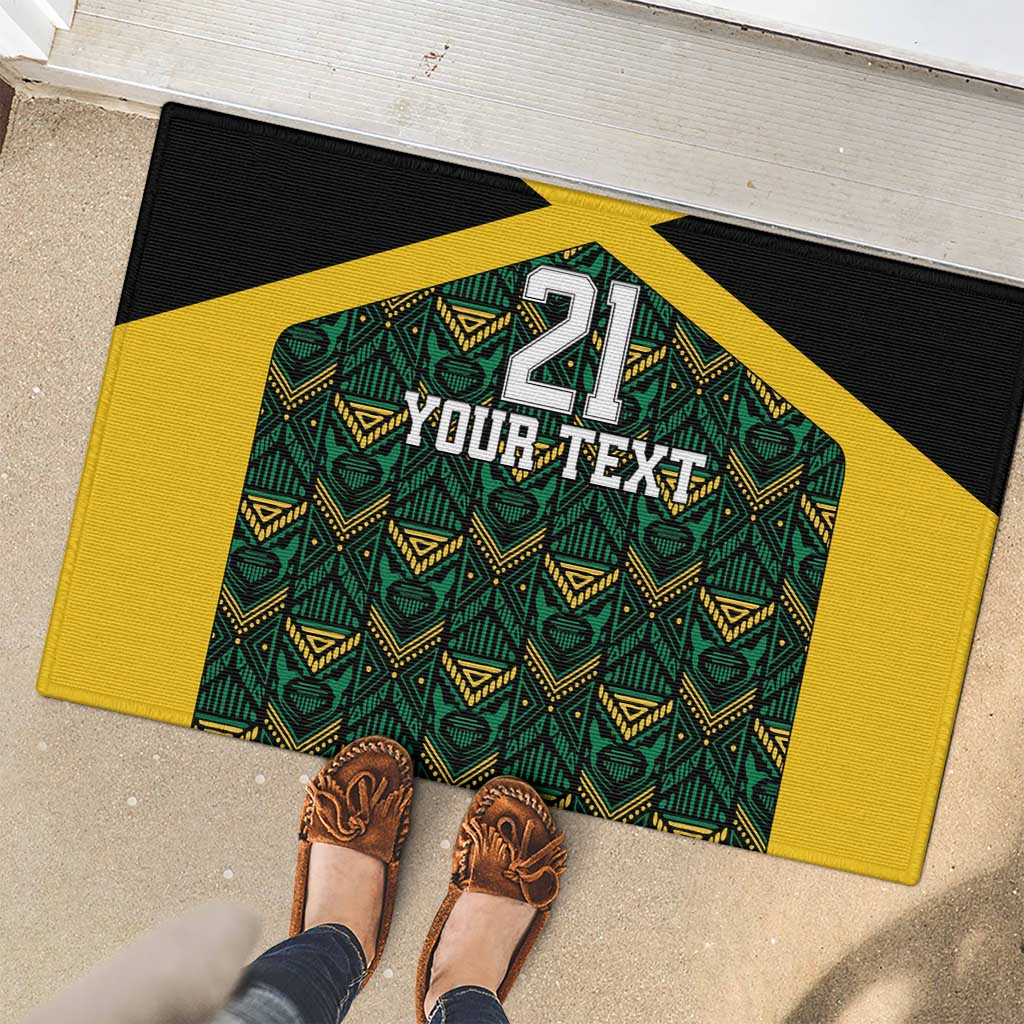 Jamaica Football Custom Rubber Doormat Black Ethnic Motifs - Wonder Print Shop