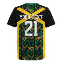Jamaica Football Custom Rugby Jersey Black Ethnic Motifs - Wonder Print Shop