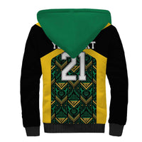 Jamaica Football Custom Sherpa Hoodie Black Ethnic Motifs - Wonder Print Shop