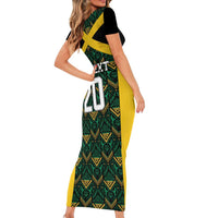 Jamaica Football Custom Short Sleeve Bodycon Dress Black Ethnic Motifs - Wonder Print Shop