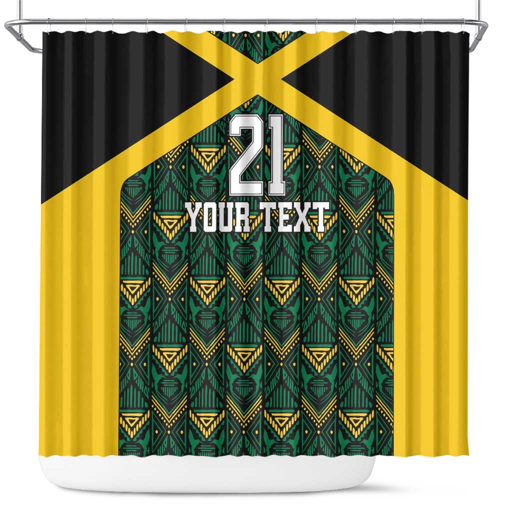 Jamaica Football Custom Shower Curtain Black Ethnic Motifs