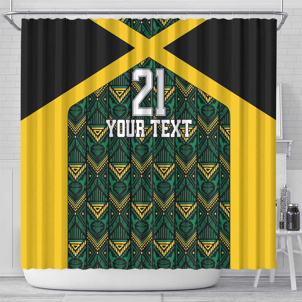 Jamaica Football Custom Shower Curtain Black Ethnic Motifs