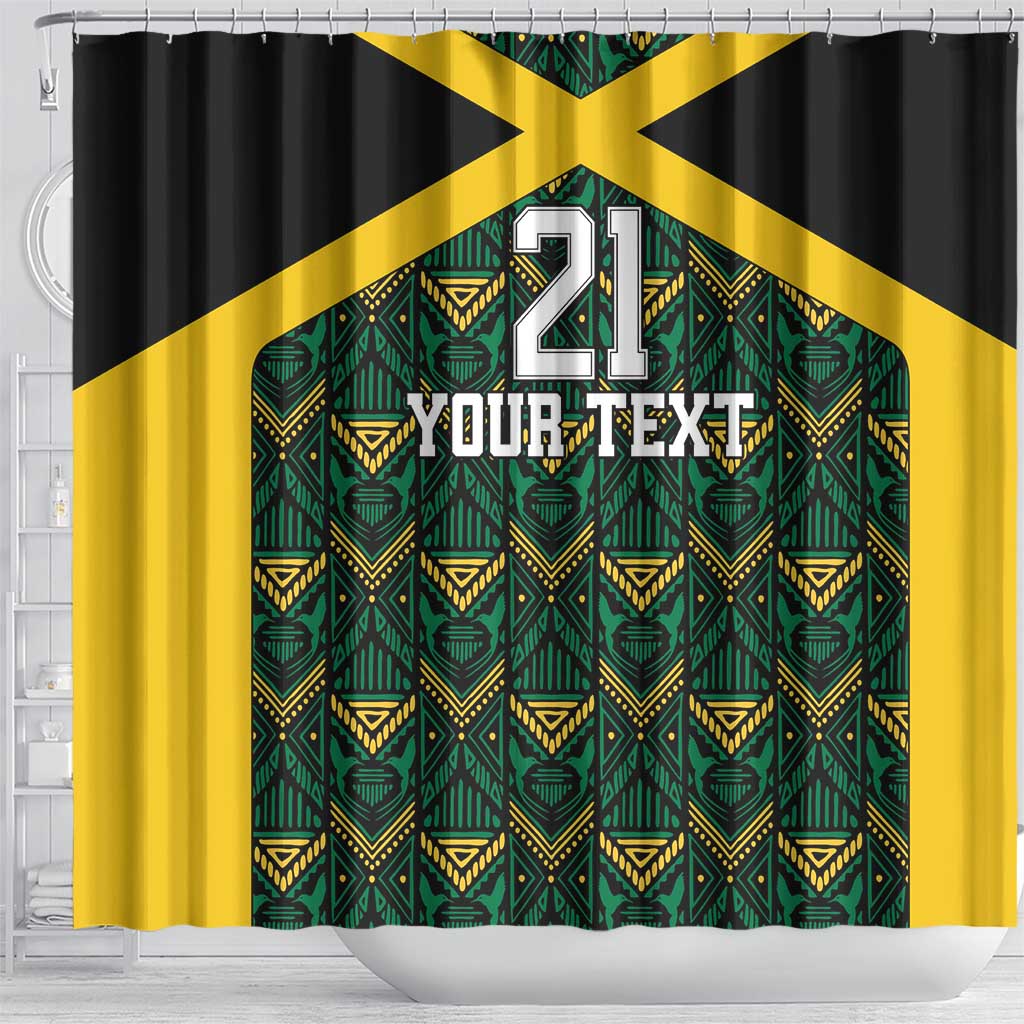 Jamaica Football Custom Shower Curtain Black Ethnic Motifs