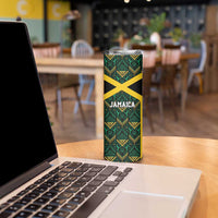 Jamaica Football Custom Skinny Tumbler Black Ethnic Motifs - Wonder Print Shop