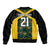 Jamaica Football Custom Sleeve Zip Bomber Jacket Black Ethnic Motifs - Wonder Print Shop