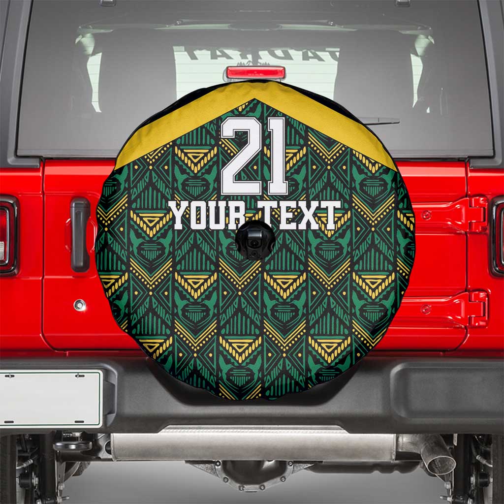 Jamaica Football Custom Spare Tire Cover Black Ethnic Motifs - Wonder Print Shop