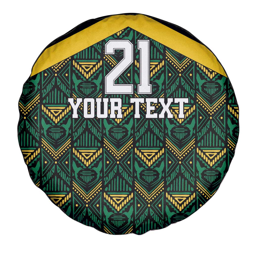Jamaica Football Custom Spare Tire Cover Black Ethnic Motifs - Wonder Print Shop