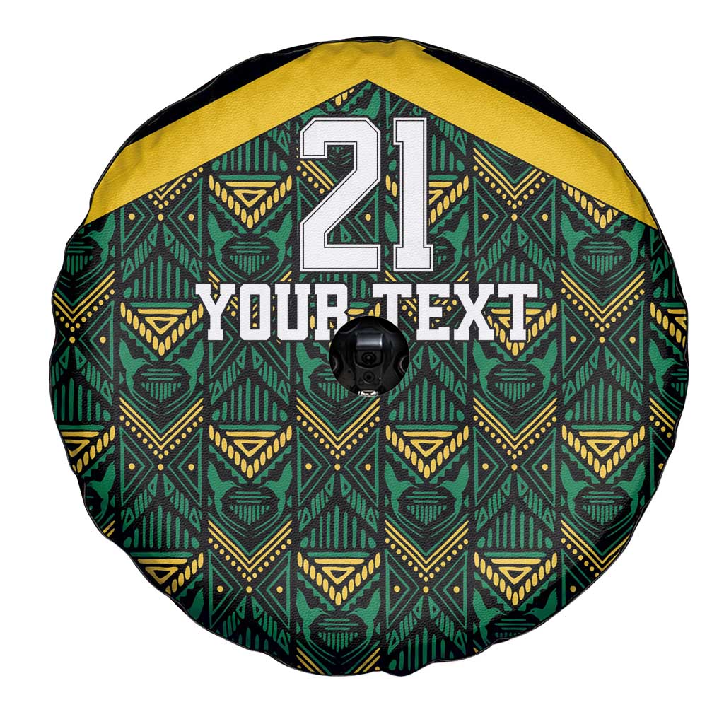 Jamaica Football Custom Spare Tire Cover Black Ethnic Motifs - Wonder Print Shop