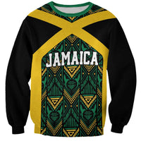 Jamaica Football Custom Sweatshirt Black Ethnic Motifs - Wonder Print Shop
