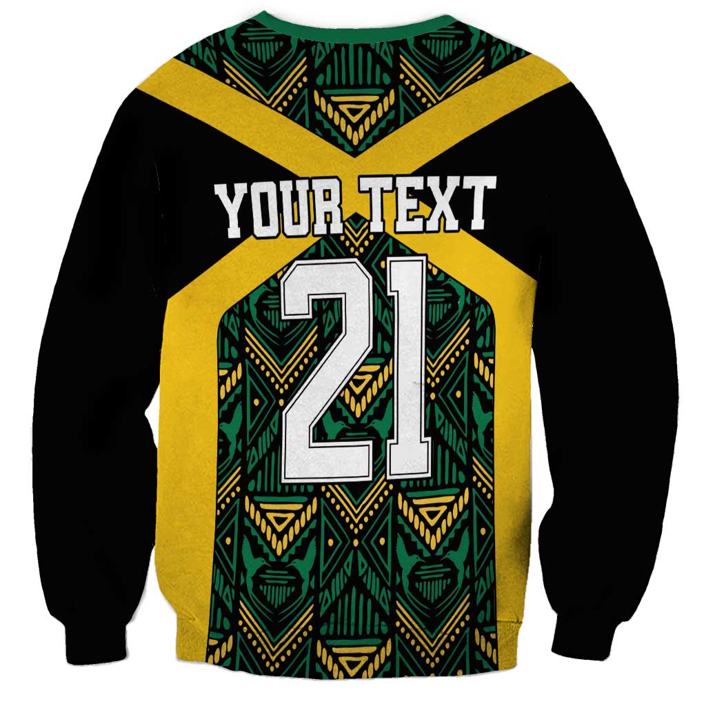 Jamaica Football Custom Sweatshirt Black Ethnic Motifs - Wonder Print Shop