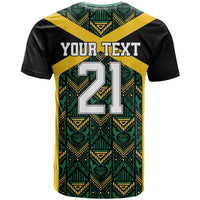 Jamaica Football Custom T Shirt Black Ethnic Motifs - Wonder Print Shop