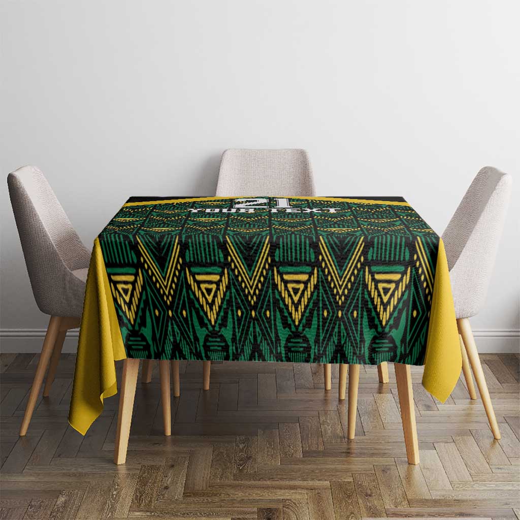 Jamaica Football Custom Tablecloth Black Ethnic Motifs - Wonder Print Shop