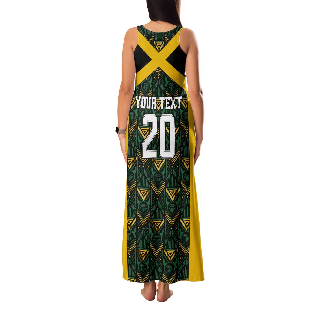 Jamaica Football Custom Tank Maxi Dress Black Ethnic Motifs - Wonder Print Shop
