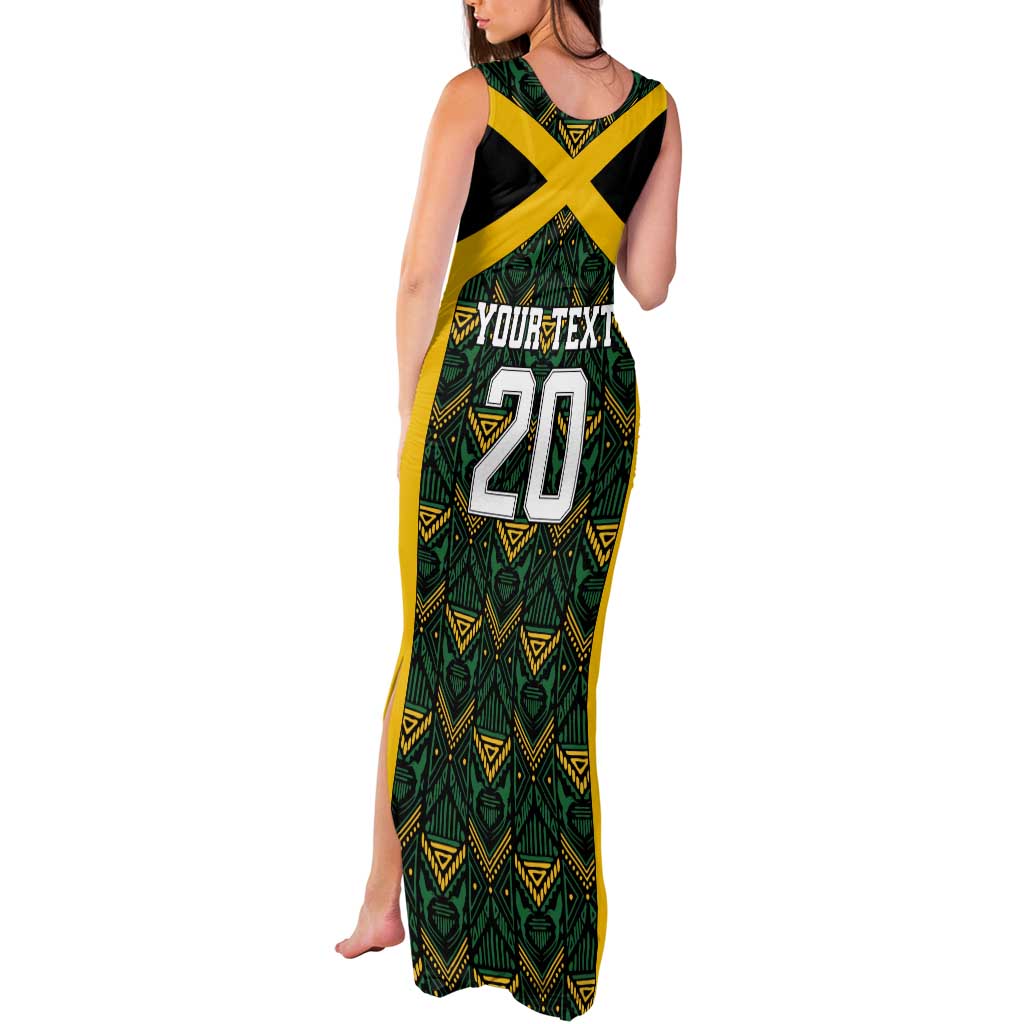 Jamaica Football Custom Tank Maxi Dress Black Ethnic Motifs - Wonder Print Shop