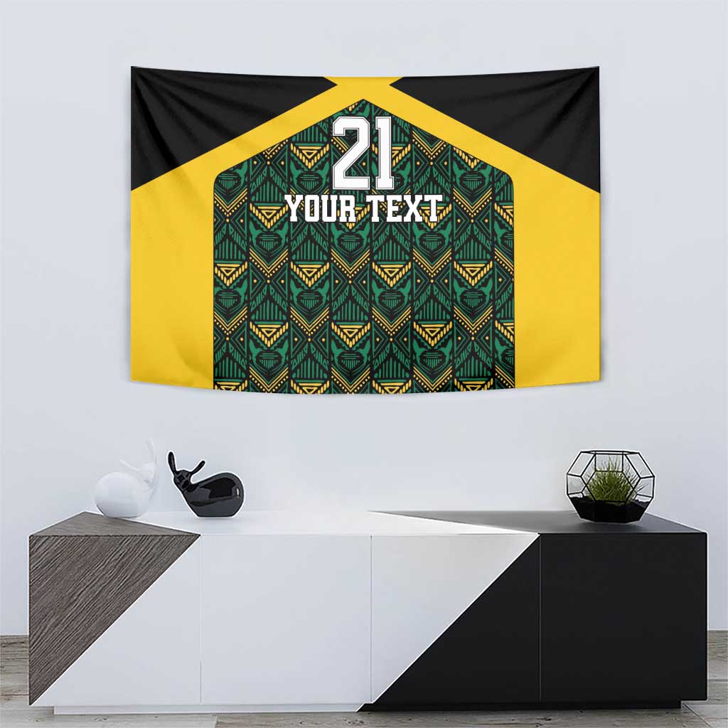 Jamaica Football Custom Tapestry Black Ethnic Motifs - Wonder Print Shop