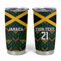 Jamaica Football Custom Tumbler Cup Black Ethnic Motifs - Wonder Print Shop