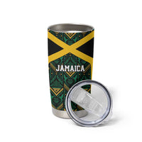 Jamaica Football Custom Tumbler Cup Black Ethnic Motifs - Wonder Print Shop