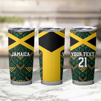 Jamaica Football Custom Tumbler Cup Black Ethnic Motifs - Wonder Print Shop