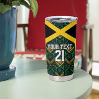 Jamaica Football Custom Tumbler Cup Black Ethnic Motifs - Wonder Print Shop