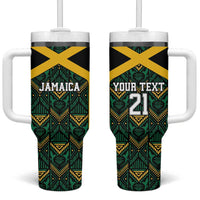Jamaica Football Custom Tumbler With Handle Black Ethnic Motifs - Wonder Print Shop