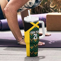 Jamaica Football Custom Tumbler With Handle Black Ethnic Motifs - Wonder Print Shop