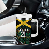 Jamaica Football Custom Tumbler With Handle Black Ethnic Motifs - Wonder Print Shop